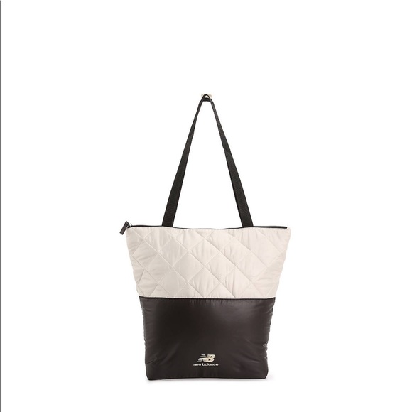 🆕 Nylon Colorblock Tote Bag NEW BALANCE Blk/Cream - Picture 6 of 10